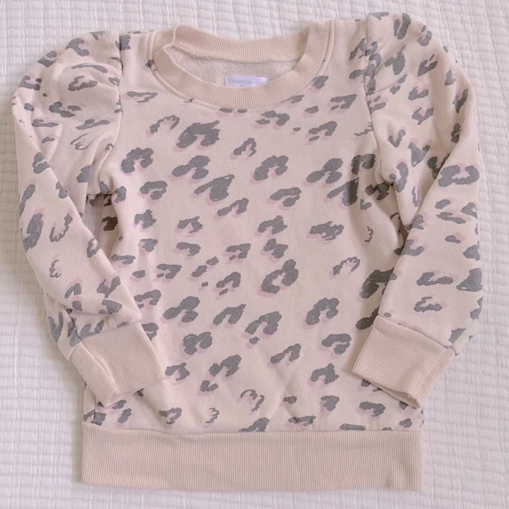 Grayson Mini toddler girls sweatshirt. Size 4T. Cream with leopard print.
